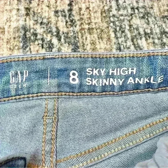 GAP Teen Girls Sky High Rise Ankle Jeans with Exposed Fly Size 8 - Picture 9 of 10